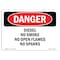 Signmission OSHA, Diesel No Smoke No Open Flames No Sparks, 14in X 10in Rigid Plastic, 10" W, 14" L, Landscape OS-DS-P-1014-L-2365 - alternate 1